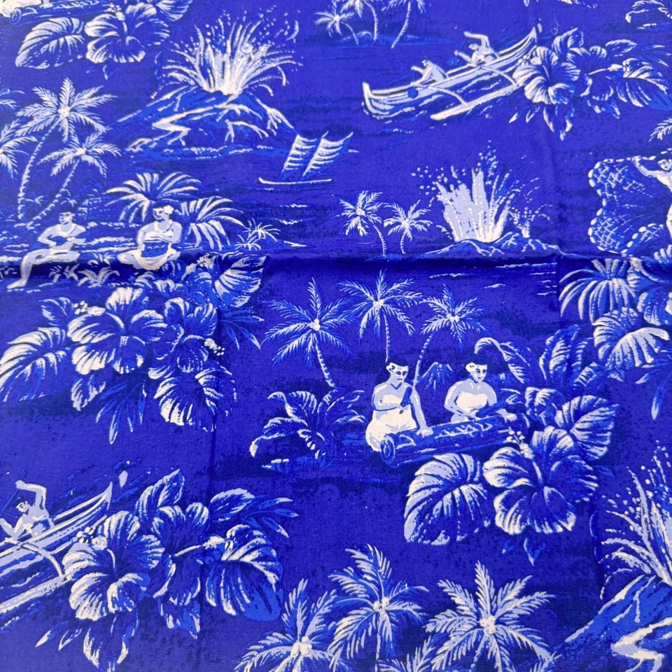 tela acolchado algodón tropical hawaii floral azul 37x43 Foto 4 de 4