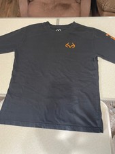MEN'S LARGE REALTREE BLACK LONG SLEEVE SHIRT - ORANGE LOGO ON SLEEVE  BACK
