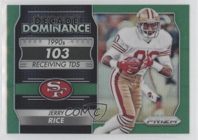 2016 Panini Prizm Decade of Dominance Green Prizm Jerry Rice #14 HOF