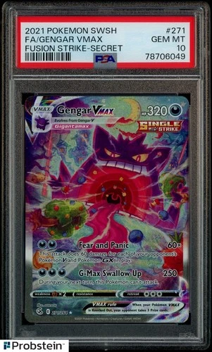 2021 Pokemon SWSH Fusion Strike #271 FA/Gengar VMAX Secret PSA 10 GEM MT