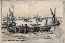 Gertrude Keeling - Small Antique Watercolour Painting - Gravesend - River Thames