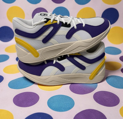 PUMA TRC Blaze Court White Purple Yellow Men's Low Top Sneaker Lace Up 376582-07