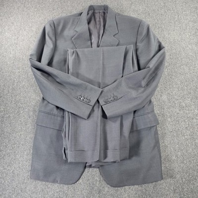 Corneliani Suit Mens 40R 32x30 Charcoal Grey Textured Virgin Wool Italy Luxury