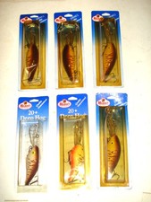 Vintage Mann's 30+ & 20+ Crankbait Bone/Stripes Crawdad Lot of 6 New in Package