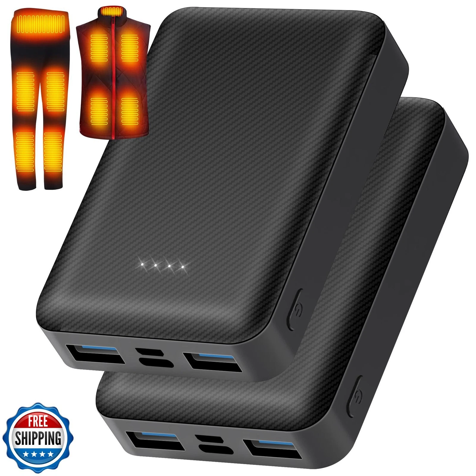 CYCYHEAT 2Pcs 10000mAh Battery Pack for Heated Vest Jacket Coat P