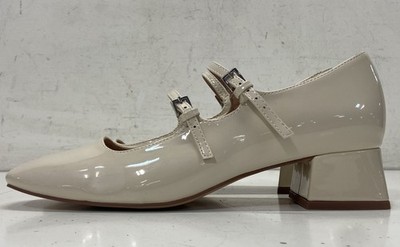 Cushionaire Twiggy Cream Patent Double Strap Mary Jane Block Heel Women's Size 9