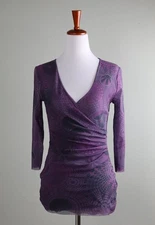 SWEET PEA Stacy Frati Anthropologie Mesh Surplice Shirred Top Size Small