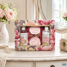 Crabtree Evelyn Rosewater Tin Gift Set Body Lotion Shower Gel Rose Soap NEW