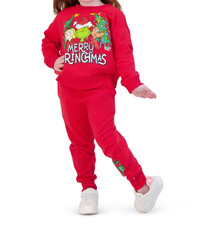 Dr Seuss The Grinch Toddler Jogger Set Size 3T Red Sweatshirt Pants Christmas