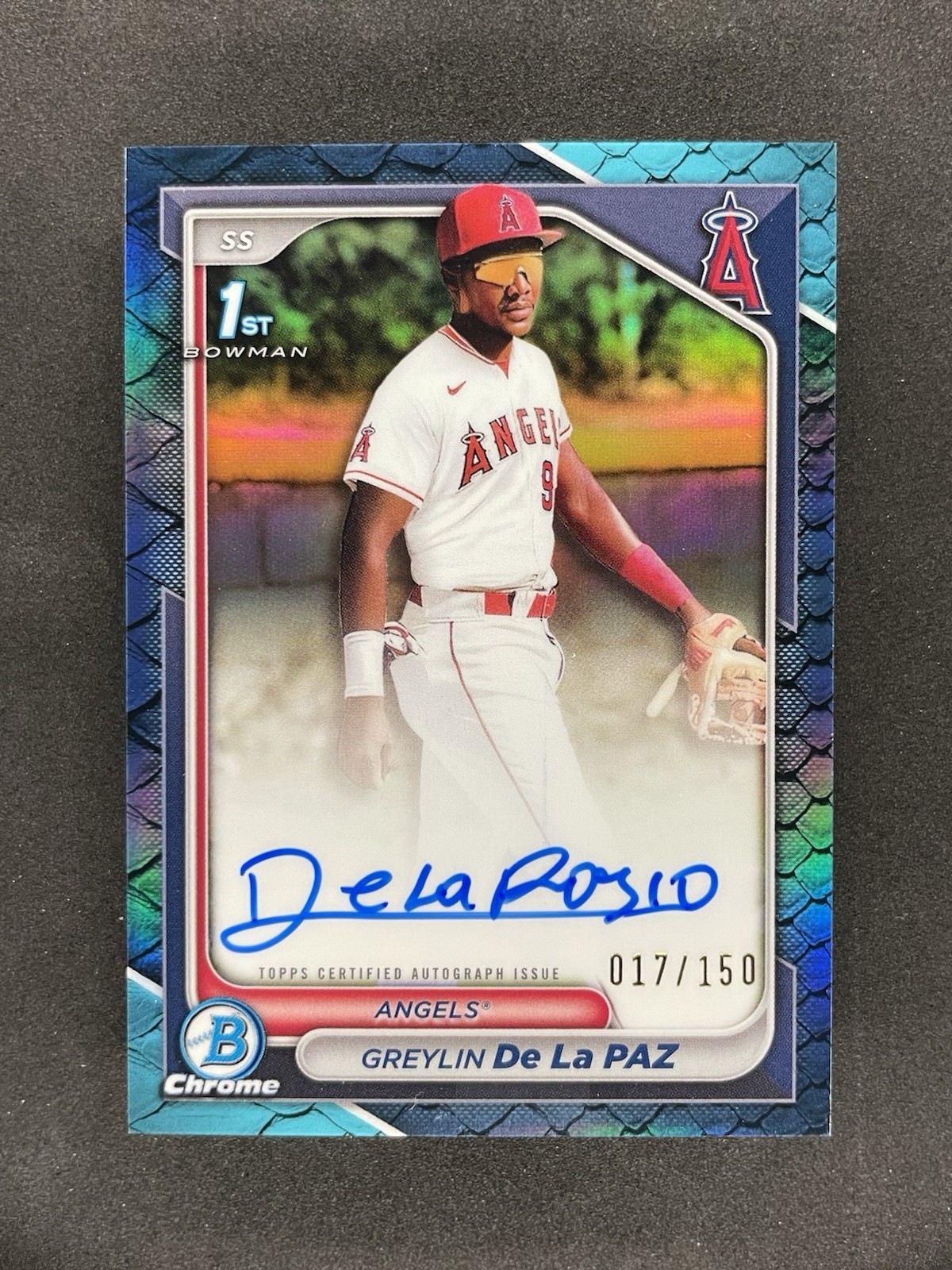 2024 Bowman Chrome 1st Bowman Greylin De La Paz Auto Reptilian Blue /150