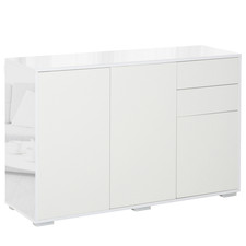 Sideboard Side Cabinet 2 Door Cabinet 2 Drawer Home Office High Gloss White