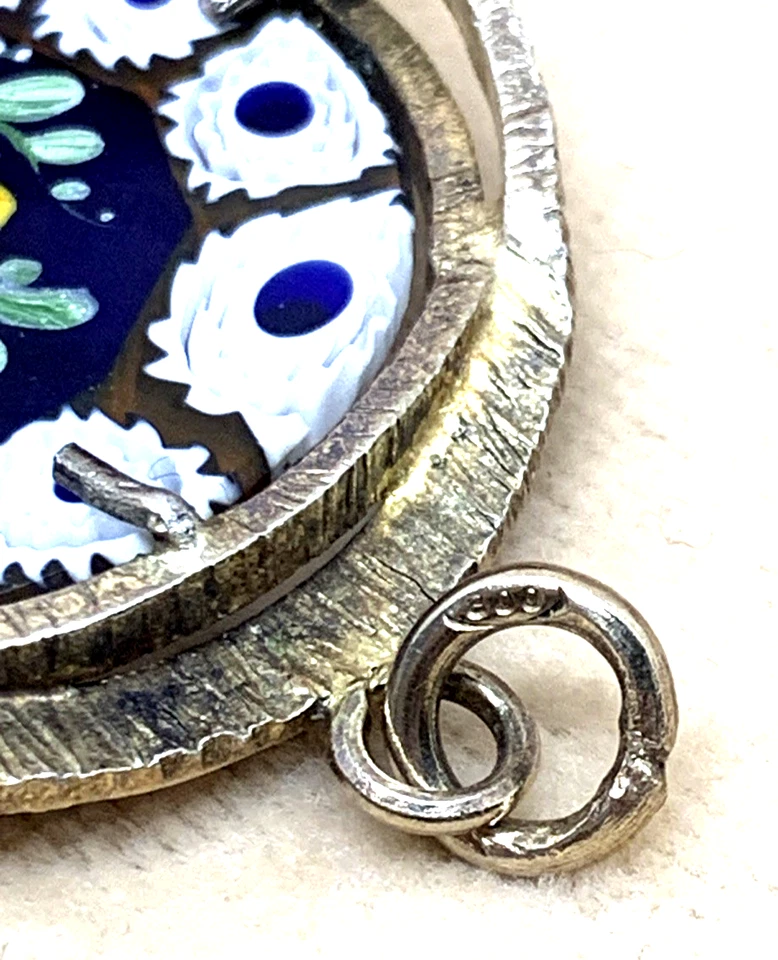 Ciondolo Murrina Veneziana con Montatura In Argento Dorato e smalto a fuoco '70 - Immagine 4 di 4