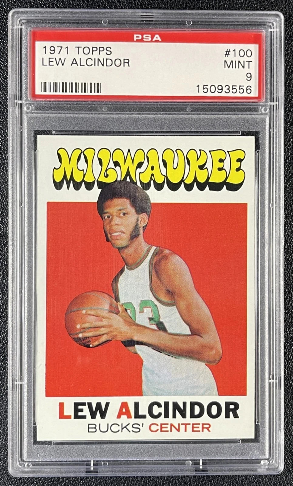LEW ALCINDOR KAREEM ABDUL-JABBAR PSA 9 1971 TOPPS #100 BUCKS "E" TOP 15% APPEAL view 3