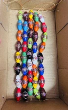 5 Strands Beautiful Wedding Cake Beads, Handmade Oval Beads, Lamp work Glass