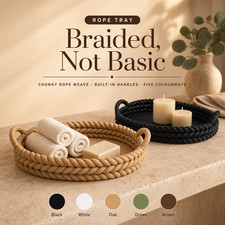 Rope Tray with Handles Braided Oval Catchall 5 Colours