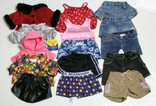 LOT of 15pc Build-A-Bear Doll Denim Jeans Shorts Clothes Jackets EUC