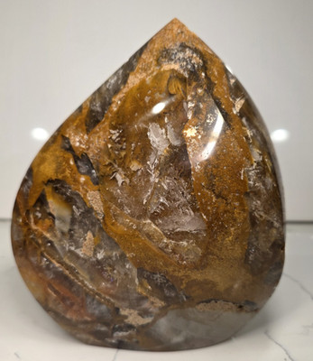 4LB 6'' High-Grade AAA Golden Healer with Smoky Quartz Crystal Flame Free-form