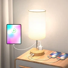 Small Bedside Table Lamp for Bedroom - 3 Way Dimmable Touch Lamp with USB Cha...