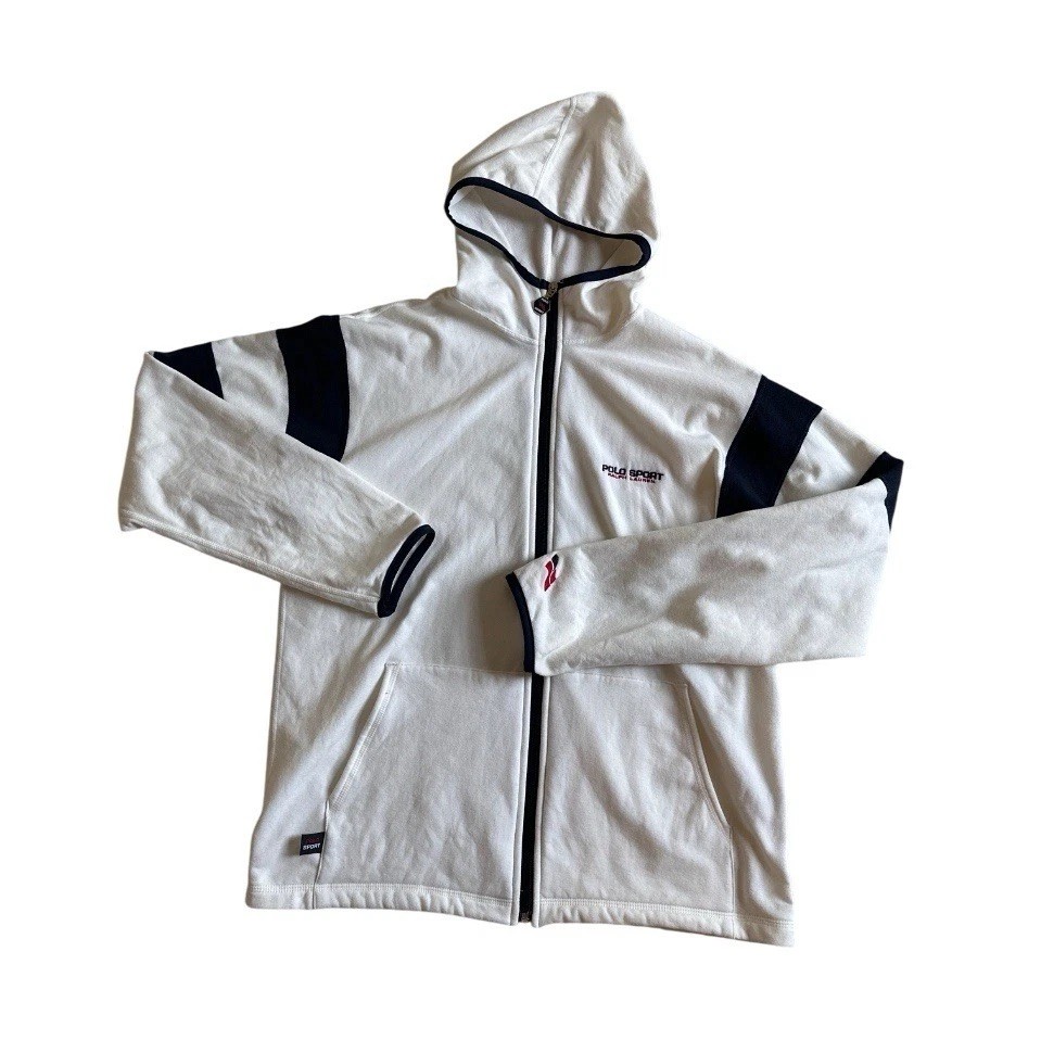 polo ralph laurenパーカーswag y2k fti drip Vtg Y2K 90s Polo Sport Ralph Lauren White Zip Up Hoodie Sz L USA