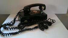 Vintage ITT Black Wall Mount Rotary Dial Telephone 1977 Model 554 Long Cord