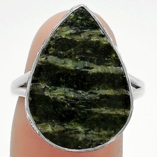 Natural Chrysotile 925 Sterling Silver Ring s.8.5 Jewelry R-1191