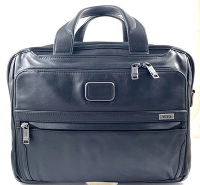 Tumi Alpha 3 Organizer Leather Briefcase Laptop Carry  Bag Black 117320 Reg $895