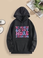 Plus Size Cheetah Letter Print Polyester Hoodie