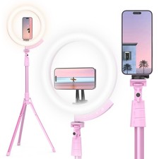 Ring Light LED Magnetic Holder 12in 62in Tripod TikTok YouTube Makeup Pink