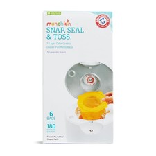 Snap Seal and Toss Diaper Pail Refill Bags 6 Pack Holds up to 180 Newborn