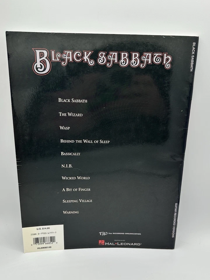 BLACK SABBATH  Self Titled Album Songbook for Guitar Transcriptions & Tablature - Image 2 of 3