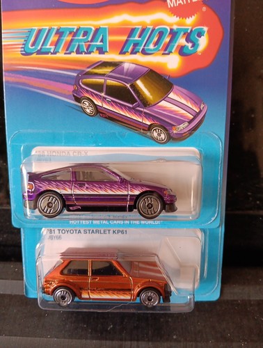 Hot Wheels Ultra Hots Lot Of 2 Cars. '88 Honda CRX & '81 TOYOTA STARLET KP61