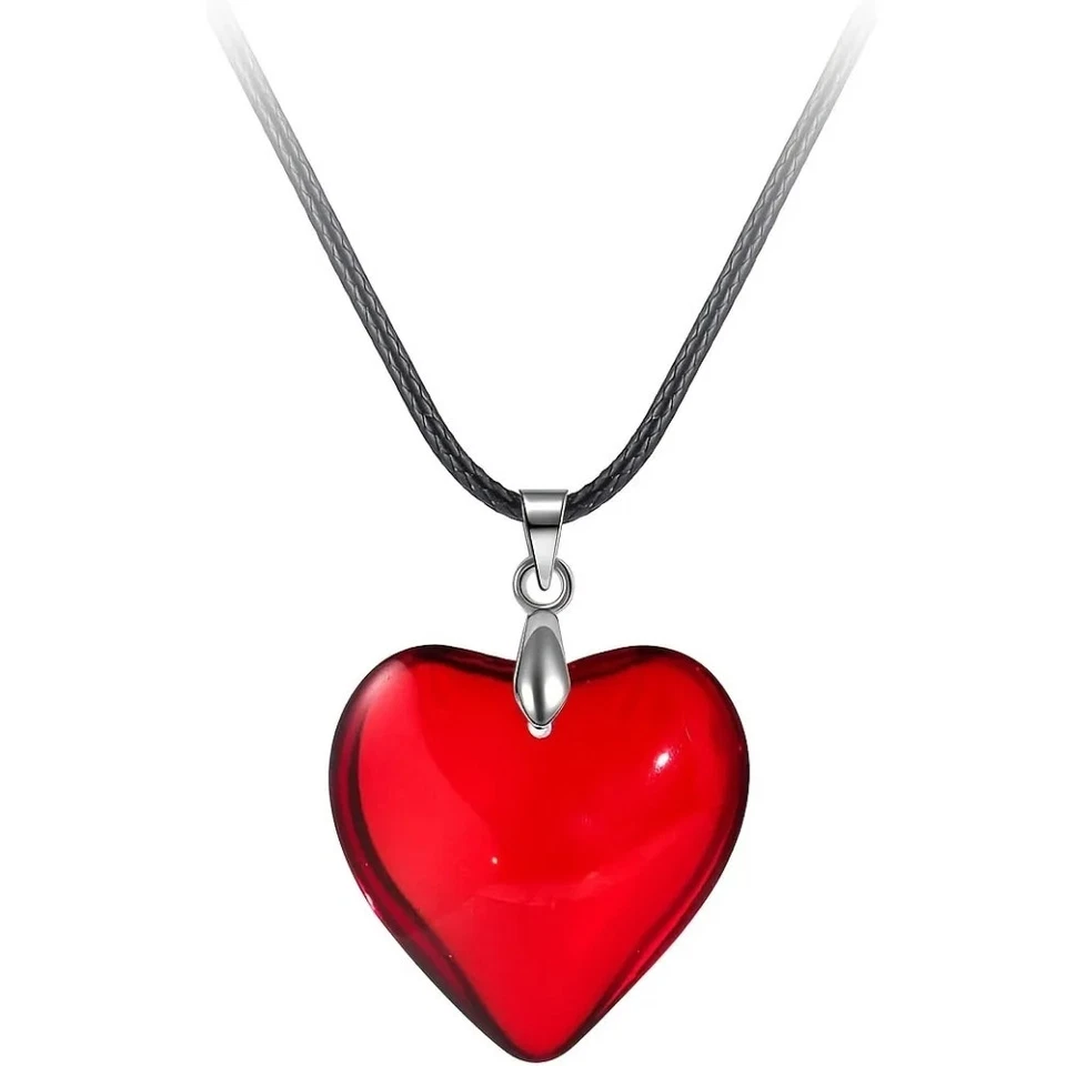 Nuevo Collar Colgante Corazón Rojo Grande Y2K 42mm Joyería Distintiva Regalo Romántico Foto 3 de 4