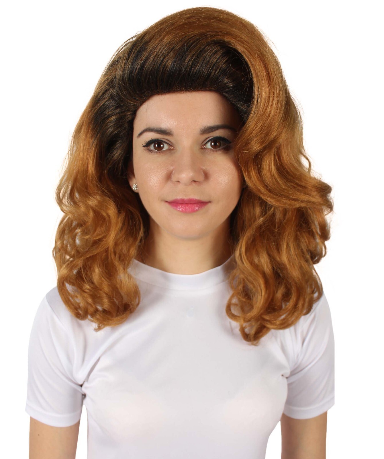 HPO Adult Unisex Drag Race Retro Brown Wavy Miss America Wig,HW-6998