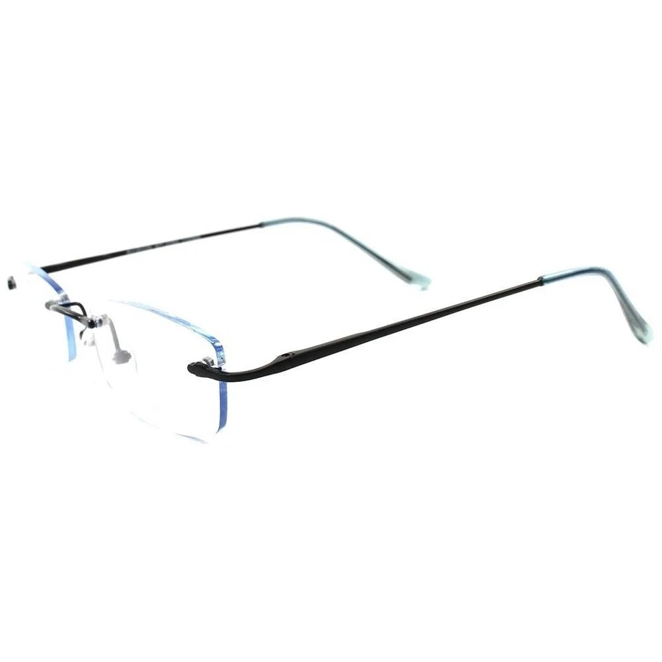 Elegante tinte azul claro elegante sexy rectángulo para hombre mujer gafas de sol sin marco Foto 2 de 4