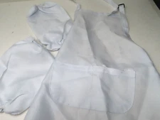 Child's White Double Pocket Apron for Halloween Chef Costume TwoArm Puffs