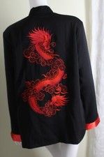 Estate Amazing Asian Embroidered Art-to-wear Dragon Blazer Jacket Sz Xl 1x