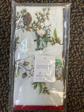 NEW Pottery Barn Forest Gnome Christmas Holiday Cloth Guest Towels Set of 2 NWT