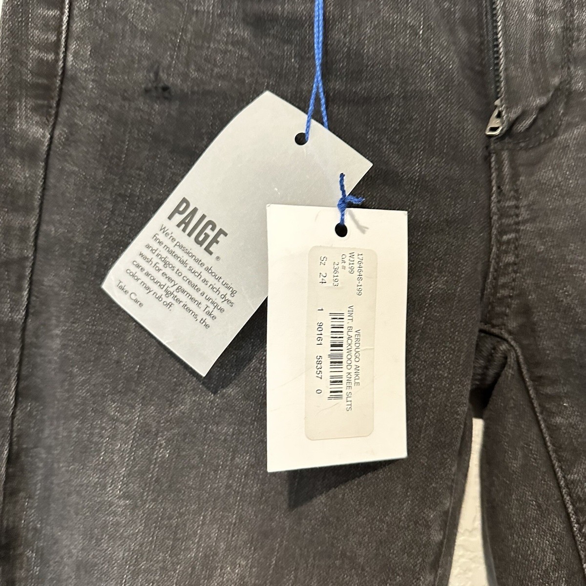 のーと New Paige $169 Verdugo Skinny Faded Black Jeans with Knee Slits