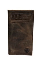 ARIAT Men's Dark Brown Distressed Rodeo Wallet USA Flag