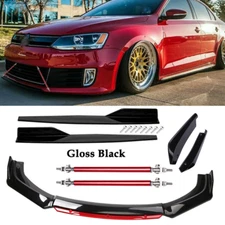 Front Bumper Lip Spoiler Splitter Rear Lip Side Skirt For VW Jetta MK6 MK7