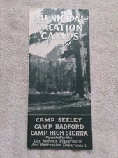 1930s Municipal Vacation Camp Seeley High Sierra Brochure 1930s California