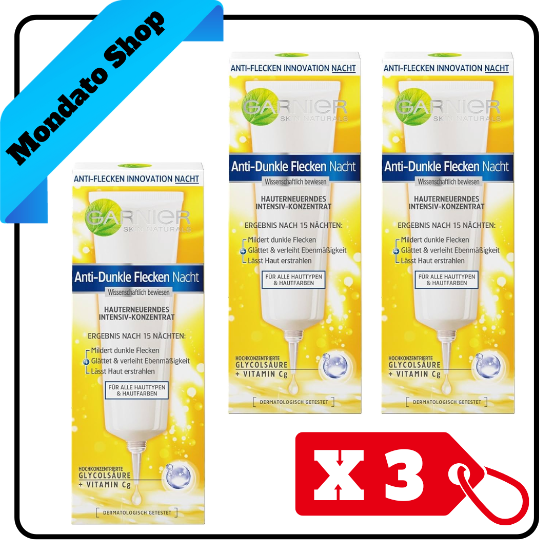 CREMA GARNIER 30ml DARK SPOT TREATMENT NIGHT TUBO  (X3)