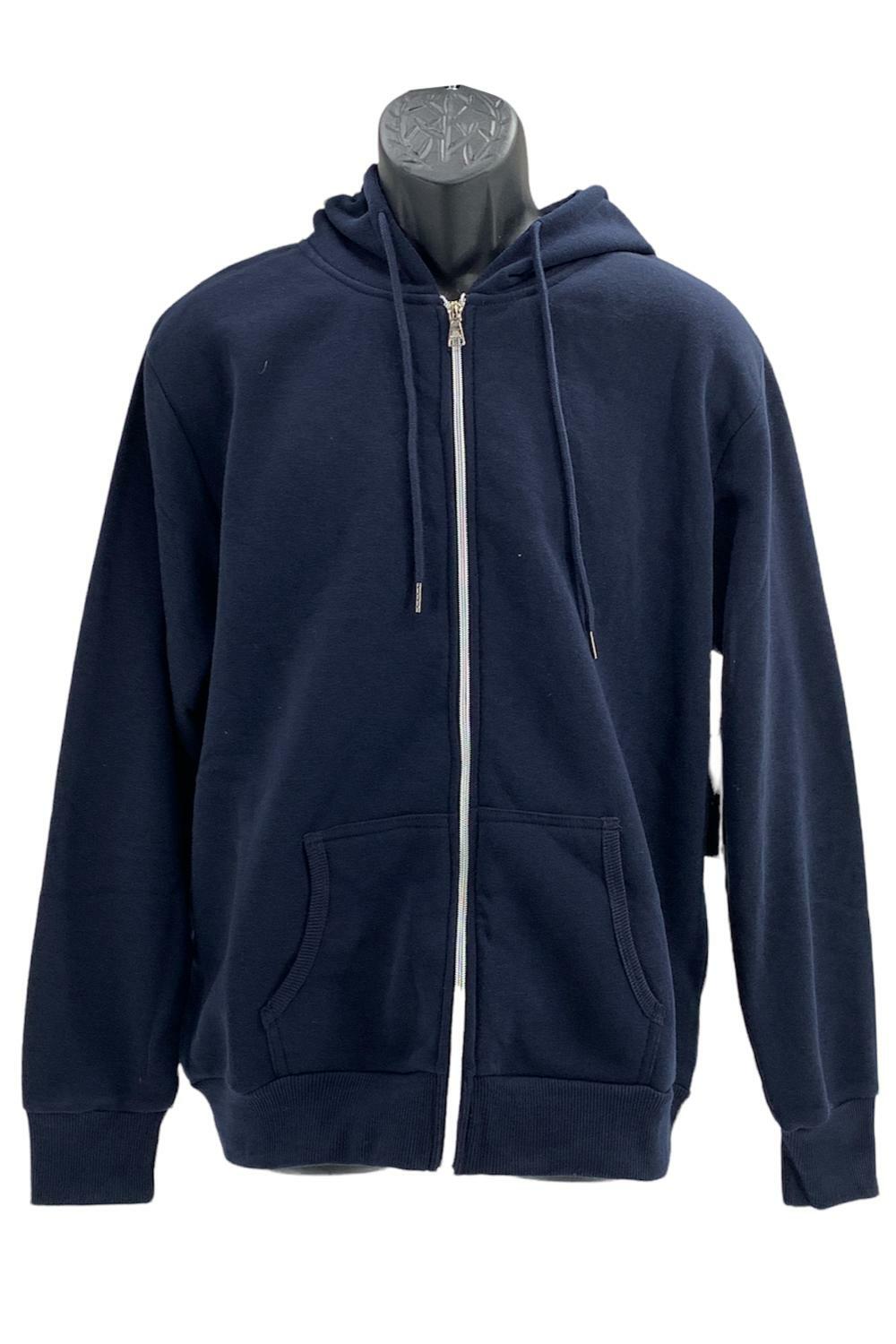 Мужская флисовая толстовка с капюшоном Galaxy by Harvic на молнии темно-синего цвета 3490₽