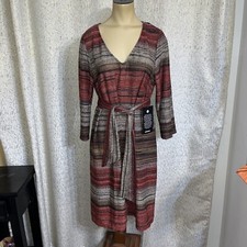 Avenue Plus Size Brown & Orange Striped 3/4 Sleeve Knit Dress, NWT, Size 14/16
