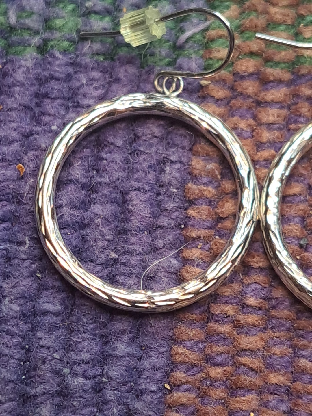 New Solid 14 Karat Solid White Gold Circle Earrin… - image 18