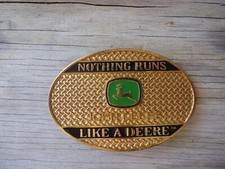 VTG Belt Buckle Nothing Runs Like a Deer Gift approx. 4.25 x 3.75 in X 