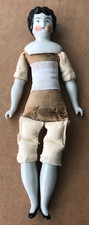 Vintage GERMANY 9 Porcelain China Doll Head Arms Legs Cloth Body Jointed