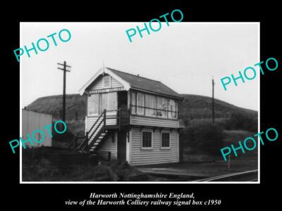 OLD 8x6 HISTORIC PHOTO HARWORTH COLLIERY ENGLAND RAILROAD SIGNAL BOX c1950