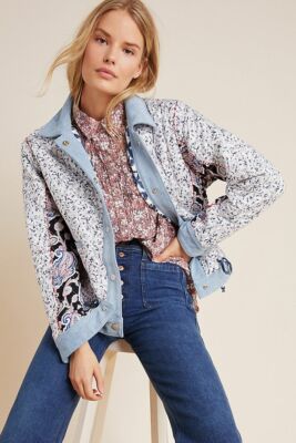 BlankNYC ANTHROPOLOGIE quilted floral paisley Blue Motif