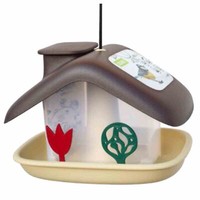 Vogelfutterhaus Domek Braun/Beige Vogelhaus Nistkasten Brutkasten Vogelvilla Top